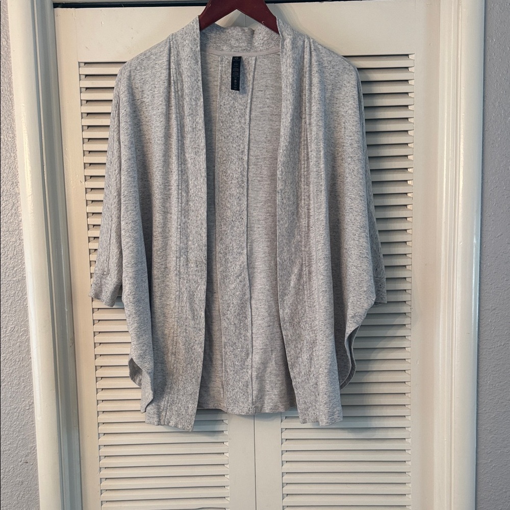 90 Degree By Reflex Heather Gray Open-Front Women's Cardigan